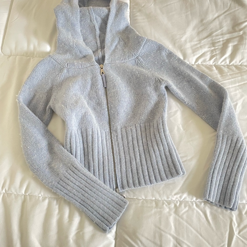 Express Gray Ribbed Cardigan Sweater